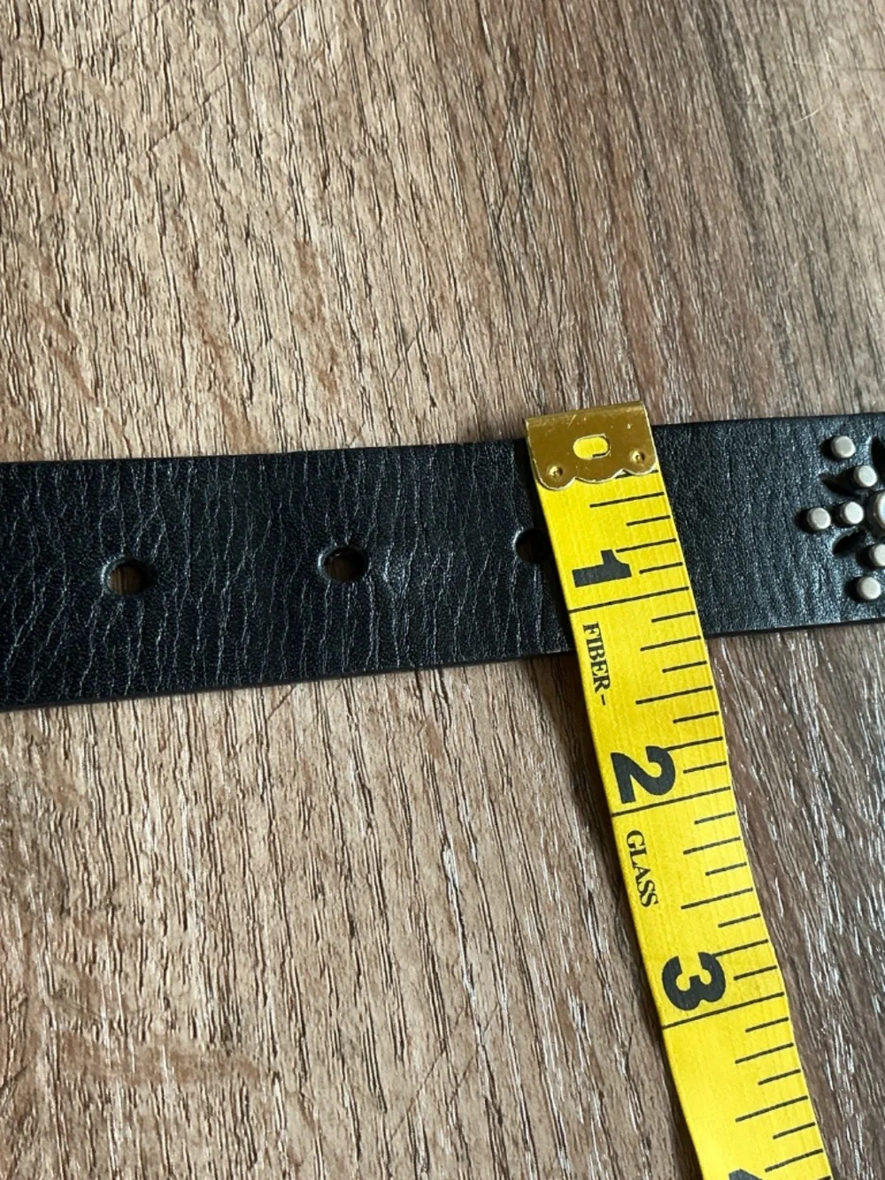 VTG Leather Belt Size M Women's Nine West Black Starburst Rhinestones Cut Outs